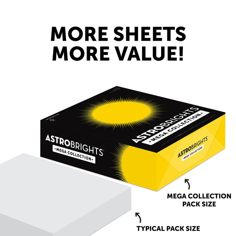 Astrobrights Mega Collection, Colored Cardstock, "Flourescent" 5-Color Assortment, 320 Sheets, 65 lb/176 gsm, 8.5" x 11" - MORE SHEETS! (91703) - Image 4